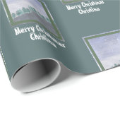 水色エバーグリーンツリーグリーティングネーム ラッピングペーパー (ロールコーナー)