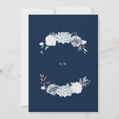 水色エレガントの埃の多い青色結婚フローラ 招待状 (裏面)