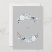 水色エレガントの埃の多い青色結婚フローラ 招待状 (裏面)