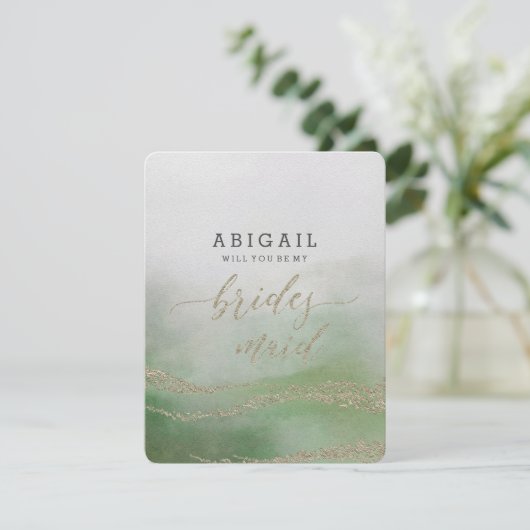 水色エレガントの葉は花嫁になる 招待状 (スタンド正面)