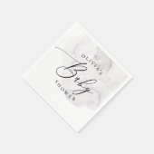 水色エレガントほこりっぽい紫の台本の赤ちゃんシャワー スタンダードカクテルナプキン (角)