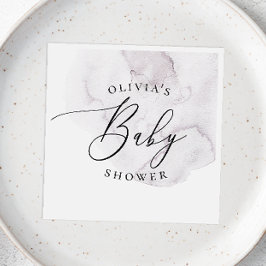 水色エレガントほこりっぽい紫の台本の赤ちゃんシャワー スタンダードカクテルナプキン