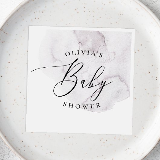 水色エレガントほこりっぽい紫の台本の赤ちゃんシャワー スタンダードカクテルナプキン