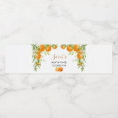 水色エレガントオレンジと花 ペットボトルラベル (シングルラベル)