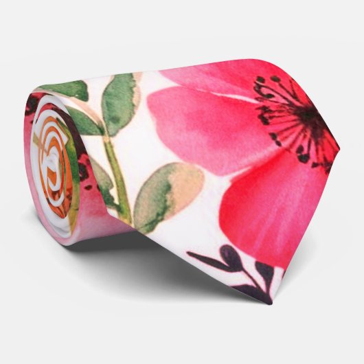 水色エレガントオレンジ色ピンク色の花2 ネクタイ (ロール)