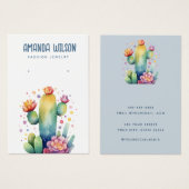 水色エレガントサボテンのイヤリング表示カード (正面&裏面)