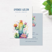 水色エレガントサボテンのイヤリング表示カード (デスク)