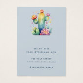 水色エレガントサボテンのイヤリング表示カード (裏面)