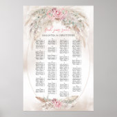 水色エレガントダスティバラパンパスアルファベットアルファベット ポスター (正面)