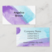 水色エレガントデザインブルーとイエローブシン 名刺 (正面/裏面)