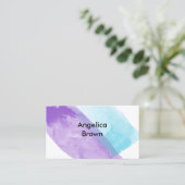 水色エレガントデザインブルーとイエローブシン 名刺 (スタンド正面)