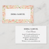 水色エレガントピンクと赤面フローラ 名刺 (正面/裏面)