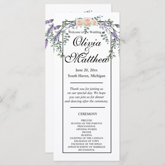 水色エレガントピンクのバラのラベンダーの緑 (正面/裏面)