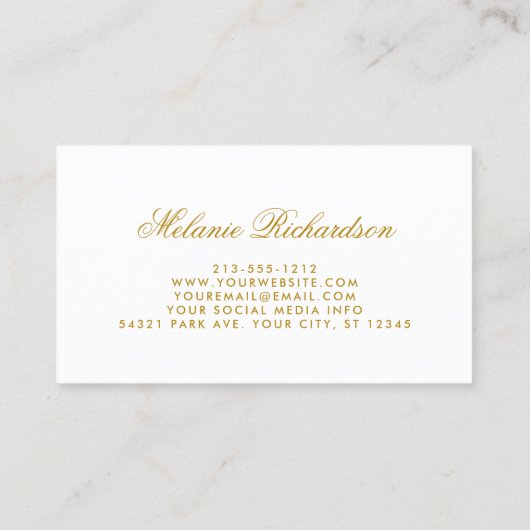 水色エレガントピンクのフローラと金ゴールドフレーム 名刺 (裏面)