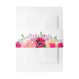 水色エレガントピンクの花 招待状ベリーバンド