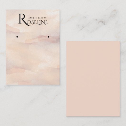 水色エレガントピンクイヤリングディスプレイ 名刺 (正面/裏面)