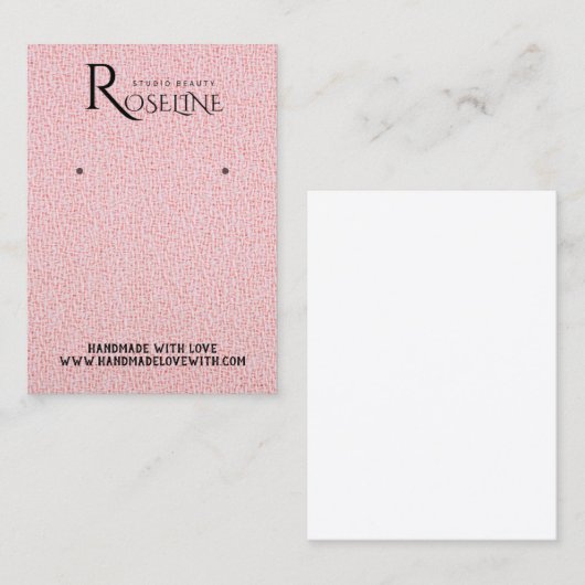 水色エレガントピンクグリッターイヤリングディスプレイ 名刺 (正面/裏面)