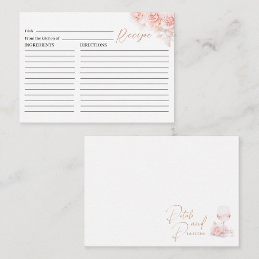 水色エレガントピンクフローラレシピカード エンクロージャーカード (正面/裏面)