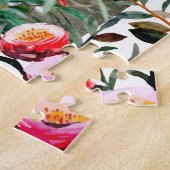 水色エレガントピンクフローラ緑の写真 ジグソーパズル (側面)