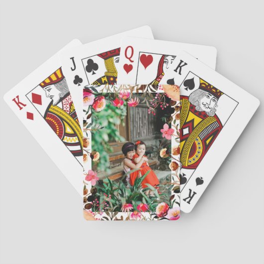 水色エレガントピンクフローラ緑の写真 トランプ (裏面)