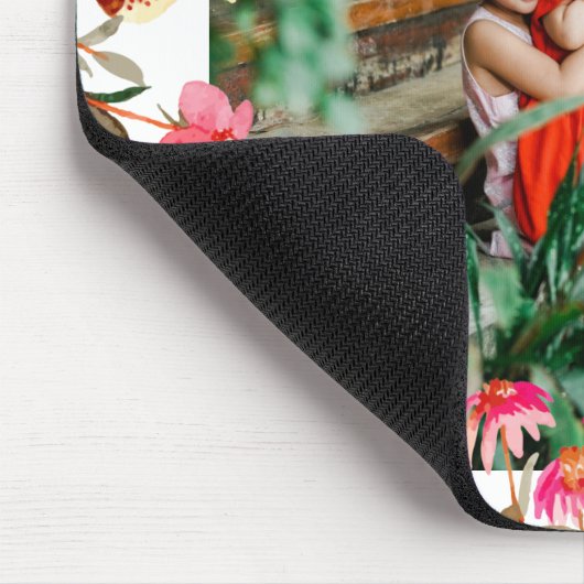 水色エレガントピンクフローラ緑の写真 マウスパッド (コーナー)