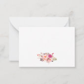 水色エレガントピンクフローラ金ゴールドギフトカード ノートカード (裏面)