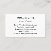 水色エレガントピンク牡丹フローラ 名刺 (裏面)