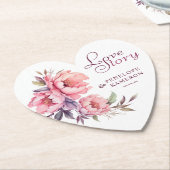 水色エレガントピンク牡丹 ペーパーコースター (アングル)
