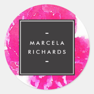 水色エレガントピンク牡丹 ラウンドシール