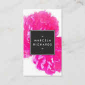 水色エレガントピンク牡丹 名刺 (正面)