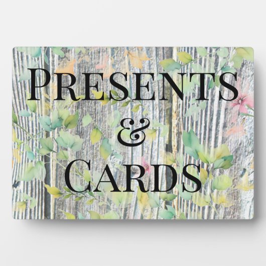 水色エレガントピンク野花バーウッド フォトプラーク (正面)