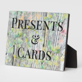 水色エレガントピンク野花バーウッド フォトプラーク (側面)