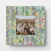 水色エレガントピンク野花バーウッド フォトプラーク (正面)