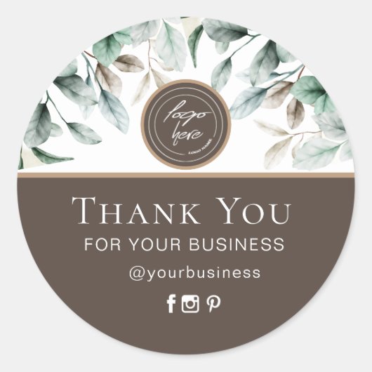 水色エレガントフローラシール ラウンドシール (正面)