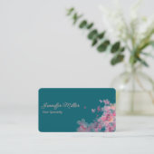 水色エレガントフローラパステルダークブルー 名刺 (スタンド正面)