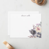 水色エレガントフローラパーソナライズされた文具 ノートカード (正面/裏面インサイチュ)