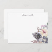 水色エレガントフローラパーソナライズされた文具 ノートカード (正面/裏面)