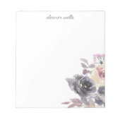 水色エレガントフローラパーソナライズされた文具 ノートパッド (正面)