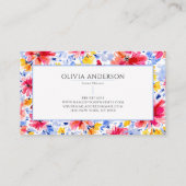 水色エレガントフローラブルーピンクモダンパターン 名刺 (裏面)