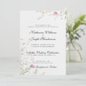 水色エレガントフローラ抽象芸術RSVP & 結婚's 招待状 (スタンド正面)