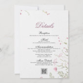 水色エレガントフローラ抽象芸術RSVP & 結婚's 招待状 (裏面)