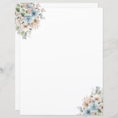 水色エレガントフローラ文房具紙 (正面/裏面)