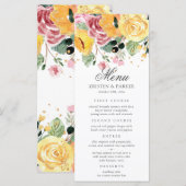 水色エレガントフローラ結婚 メニュー (正面/裏面)