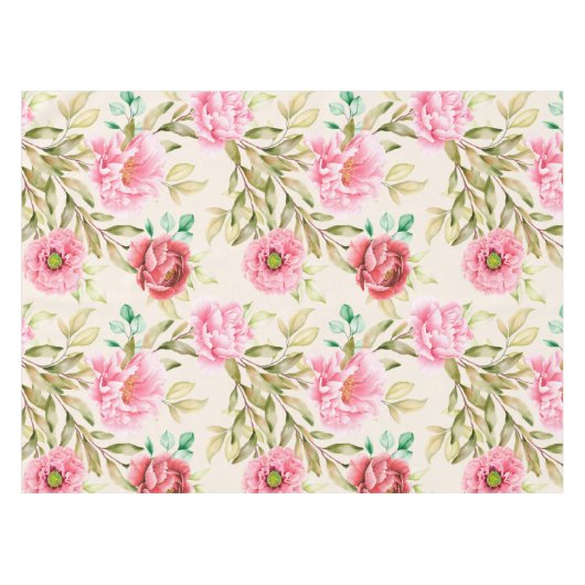 水色エレガントフローラ装飾模様 テーブルクロス (正面(横))