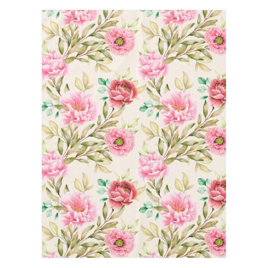 水色エレガントフローラ装飾模様 テーブルクロス (正面)