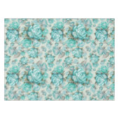 水色エレガントフローラ装飾模様 テーブルクロス (正面(横))