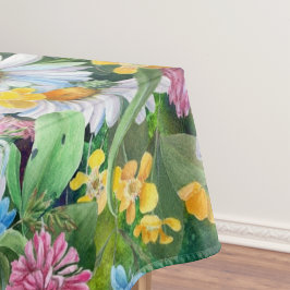 水色エレガントフローラ装飾模様 テーブルクロス