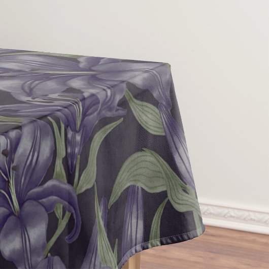 水色エレガントフローラ装飾模様 テーブルクロス