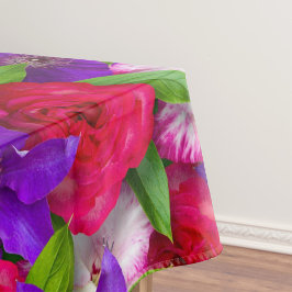 水色エレガントフローラ装飾模様 テーブルクロス