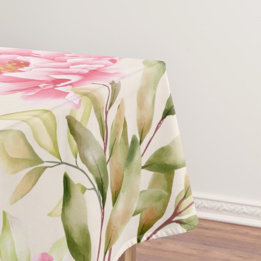 水色エレガントフローラ装飾模様 テーブルクロス